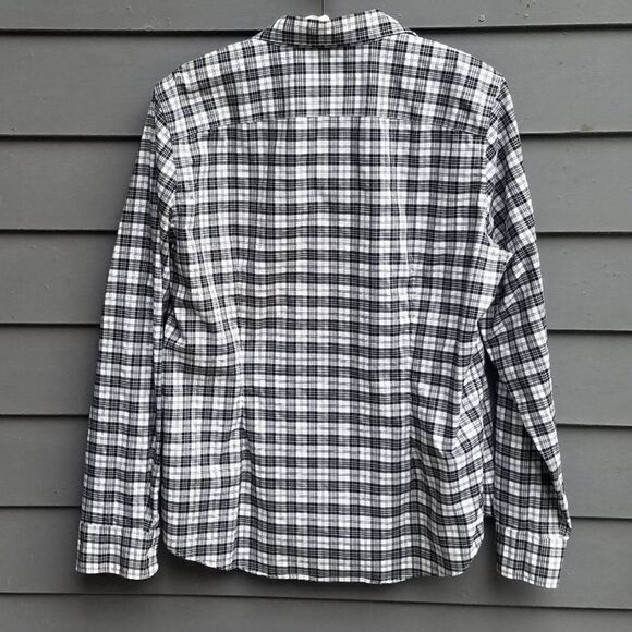 Chaps Black White Plaid Cotton No Iron Button Down Shirt size XL - Picture 2 of 7